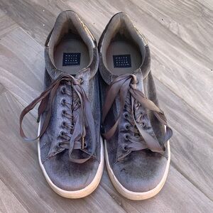 White House Black Market Gray Velvet Sneakers